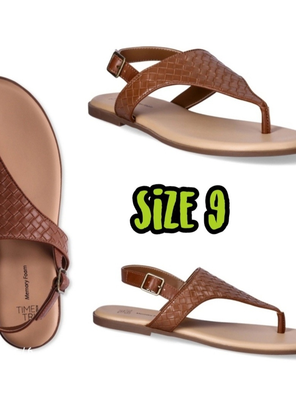 Time and Tru Brown Braided Thong Sandal